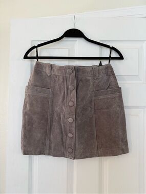 Blank NYC Suede Button-Front Mini Skirt